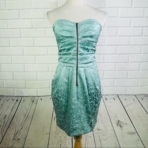 Method Mint Brocade Ruched Strapless Mini Dress - Size Medium